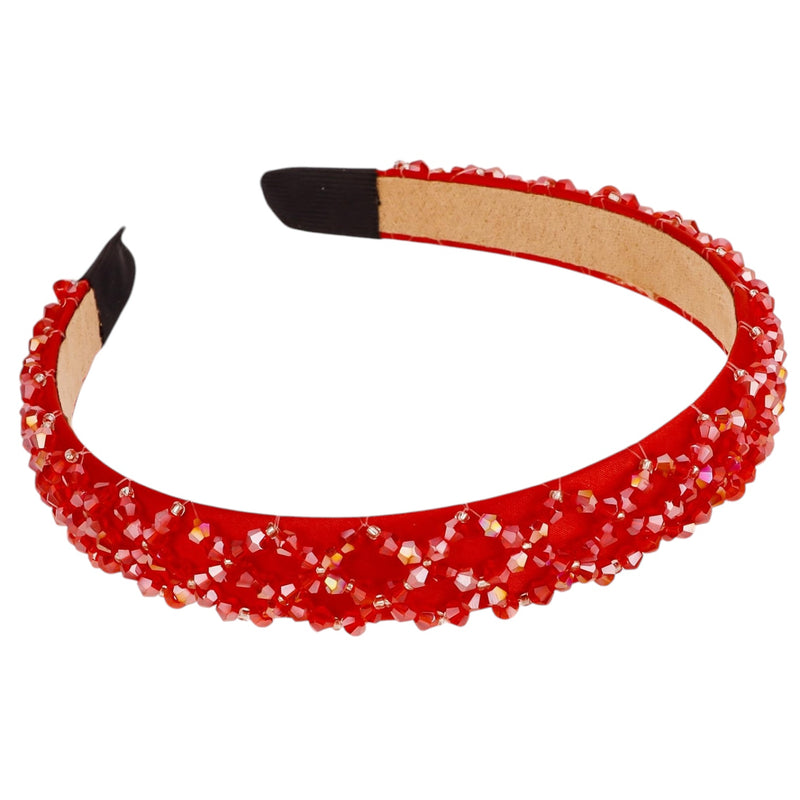 Sienna Thin Embellished Headband, Red