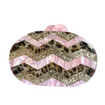 Leopard, Gold + Pink Aztec Acrylic Clutch