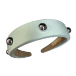 Becky Soft Mint Padded Satin Headband with Silver Studs