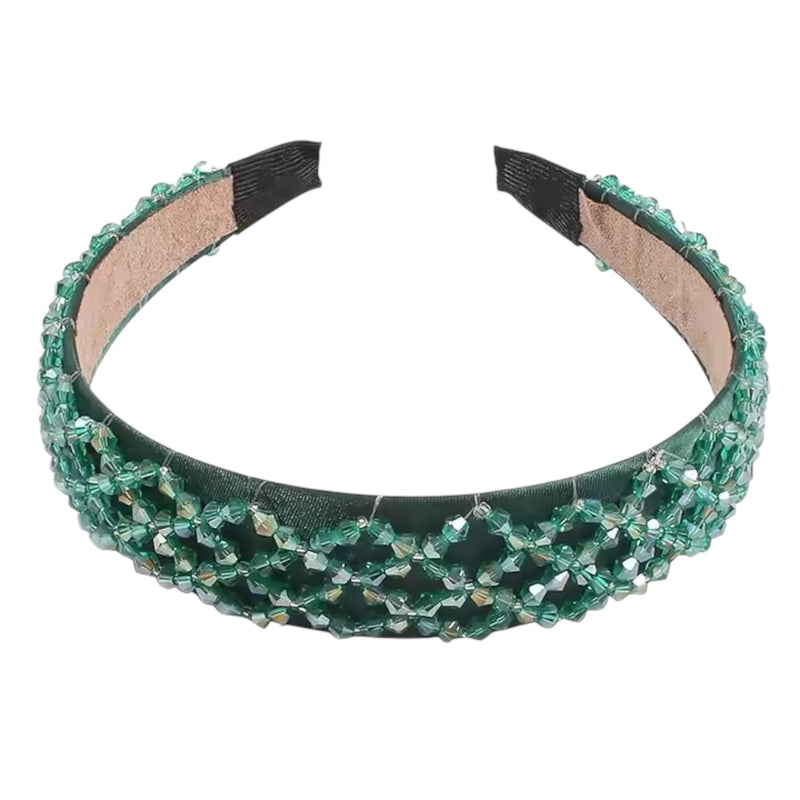 Sienna Thin Embellished Headband, Green