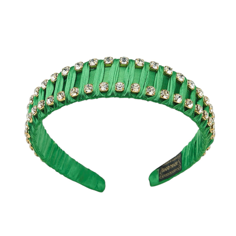 Dixie Green Satin Headband with Rhinestones