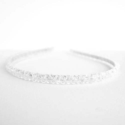 Cher Simple Thin Beaded Headband, White