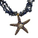 000 (Short) Lapis Starfish Statement Necklace