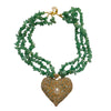 000 (Short) Green Aventurine Heart Statement Necklace