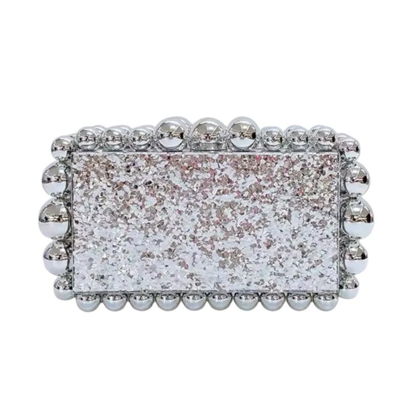 Bubble Acrylic Clutch, Silver *MID-FEB*