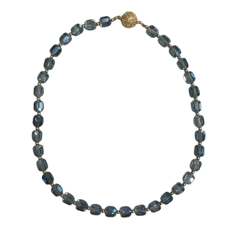 0001 (Short) Swarovski Faceted Rondelle Beaded Chocker, Blue