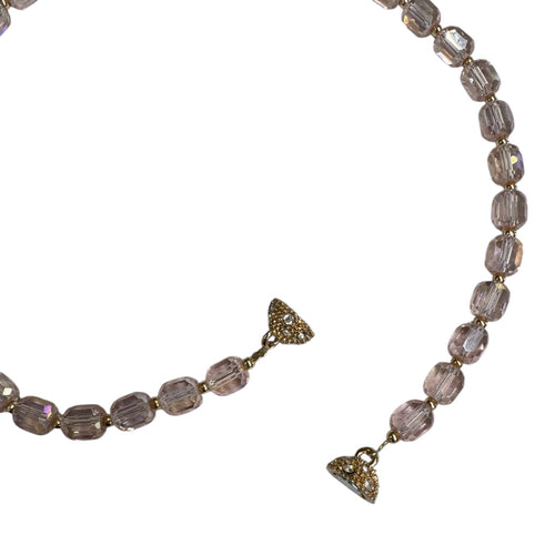 0001 (Short) Swarovski Faceted Rondelle Beaded Chocker, Pink