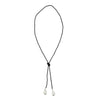 0002 (Long) Beaded Necklace with Faux Pearl Ends, Black