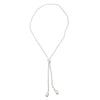 0002 (Long) Beaded Necklace with Faux Pearl Ends, Clear