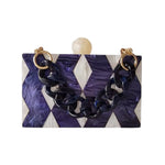 Retro Navy + Pearlised Acrylic Clutch