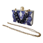 Retro Navy + Pearlised Acrylic Clutch