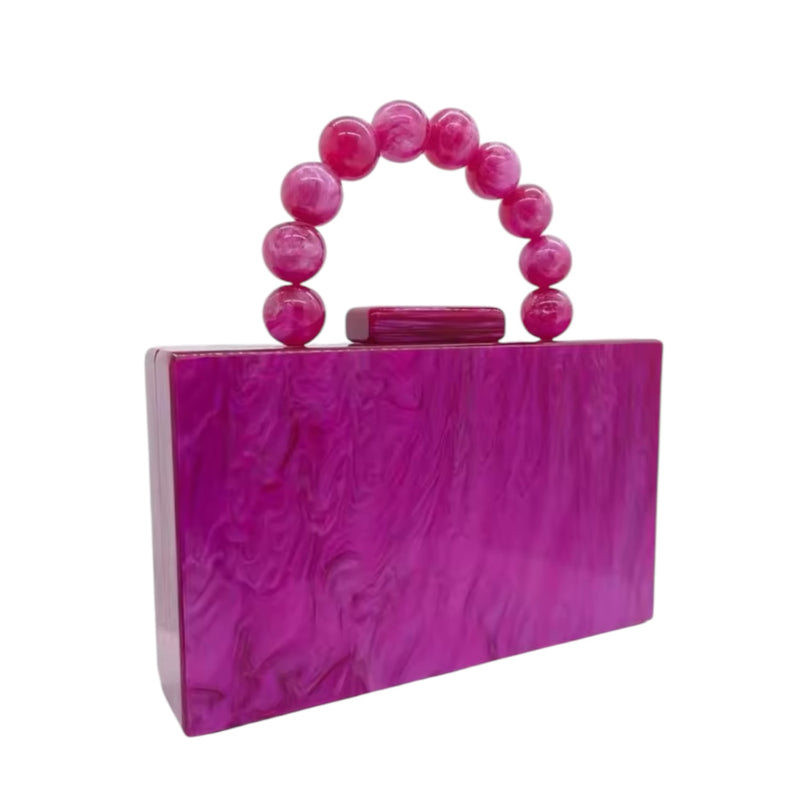 MULTI, Hot Pink Beaded Handle Acrylic Bag