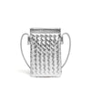 CALL ME Leather Weaved Crossbody Bag, Silver