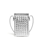 CALL ME Leather Weaved Crossbody Bag, Silver