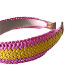 Zimm Pink & Yellow Raffia Weave Headband