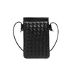 CALL ME Leather Weaved Crossbody Bag, Black