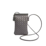 CALL ME Leather Weaved Crossbody Bag, Grey