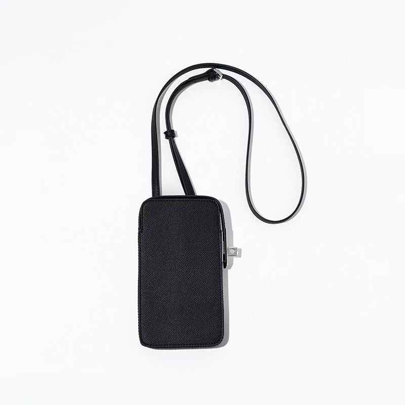 CALL ME LUXE Leather Crossbody Phone Bag, Black