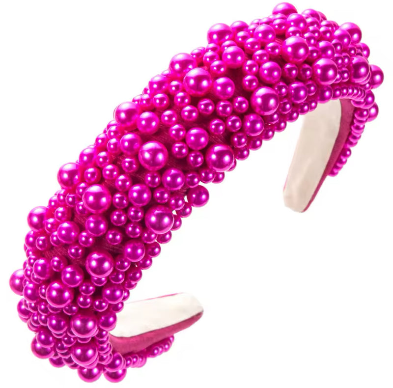 Blaire Hot Pink Pearl Beaded Headband