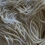0009 3 Strand Beaded Necklace Two Tone, Clear & Pearl
