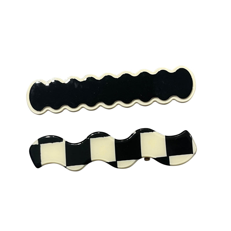 Wavey Black Hair Clip Set