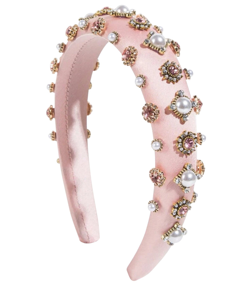 Lana Padded Pink Statement Headband with Embellishment