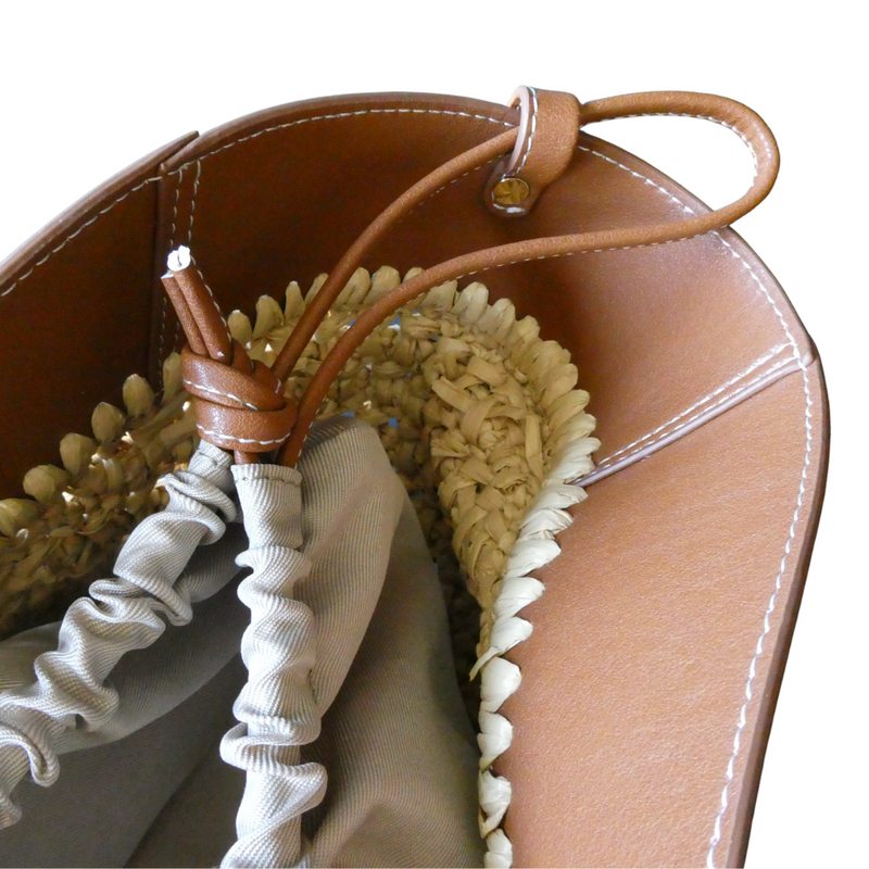 JENNY Raffia / Cognac Tote Bag
