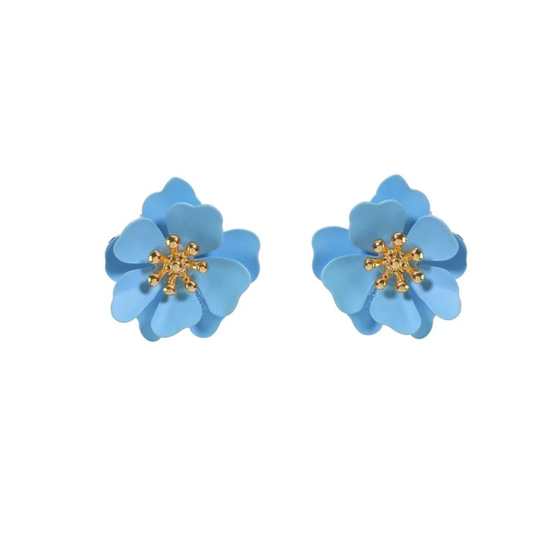 Judith Blue Flower Stud Earrings