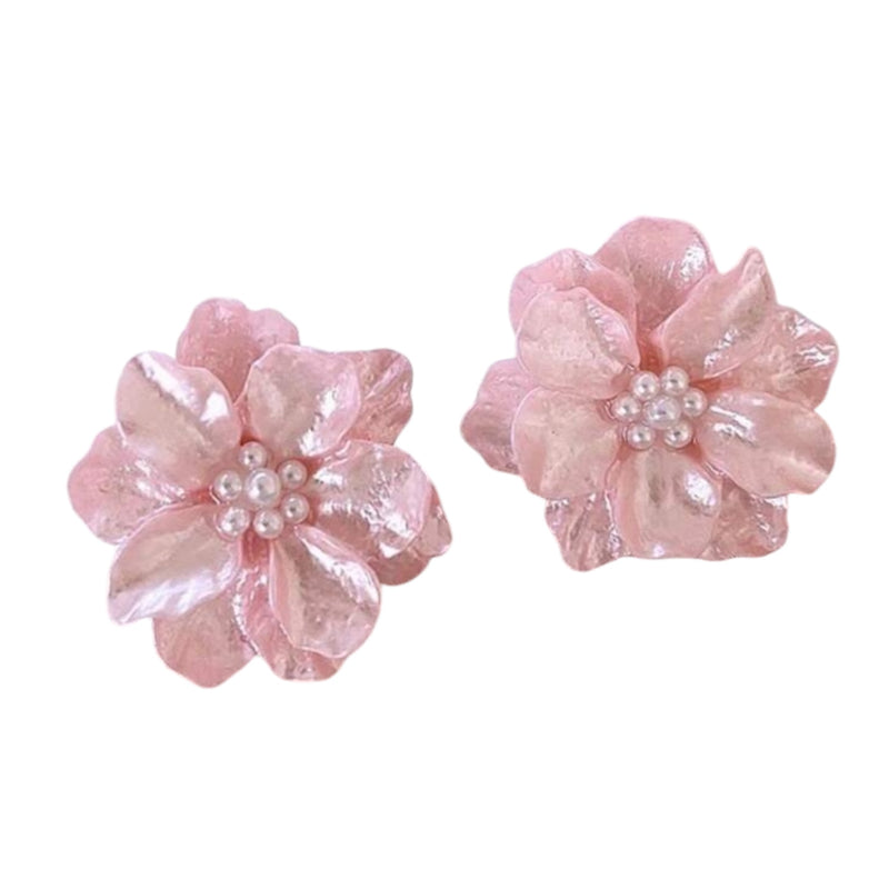 Katherine Carved Mother of Pearl Flower Studs