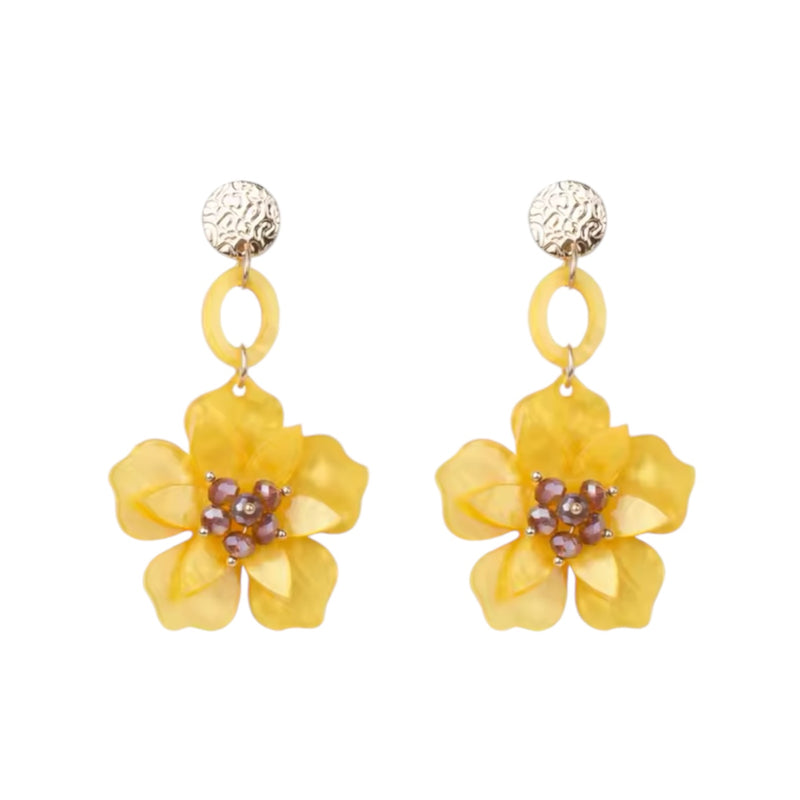 Keeley Yellow Floral Statement Earrings