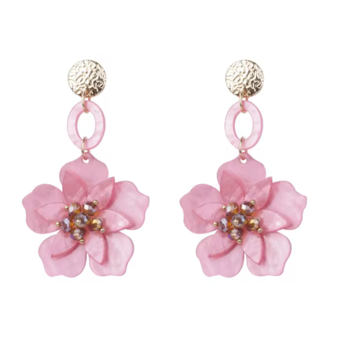 Keeley Soft Pink Floral Statement Earrings