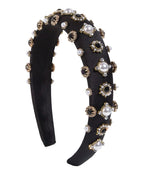 Lana Padded Black Statement Headband with Embellishment