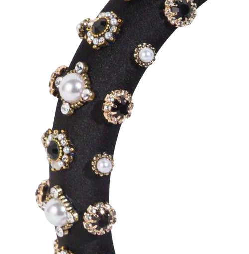 Lana Padded Black Statement Headband with Embellishment