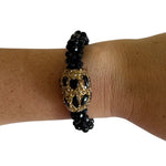 Marg Beaded Stretch Bracelet with Endornment, Black