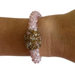 Marg Beaded Stretch Bracelet with Endornment, Baby Pink