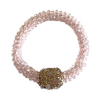Marg Beaded Stretch Bracelet with Endornment, Baby Pink