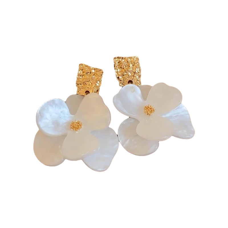 Moira White Magnolia Statement Earrings