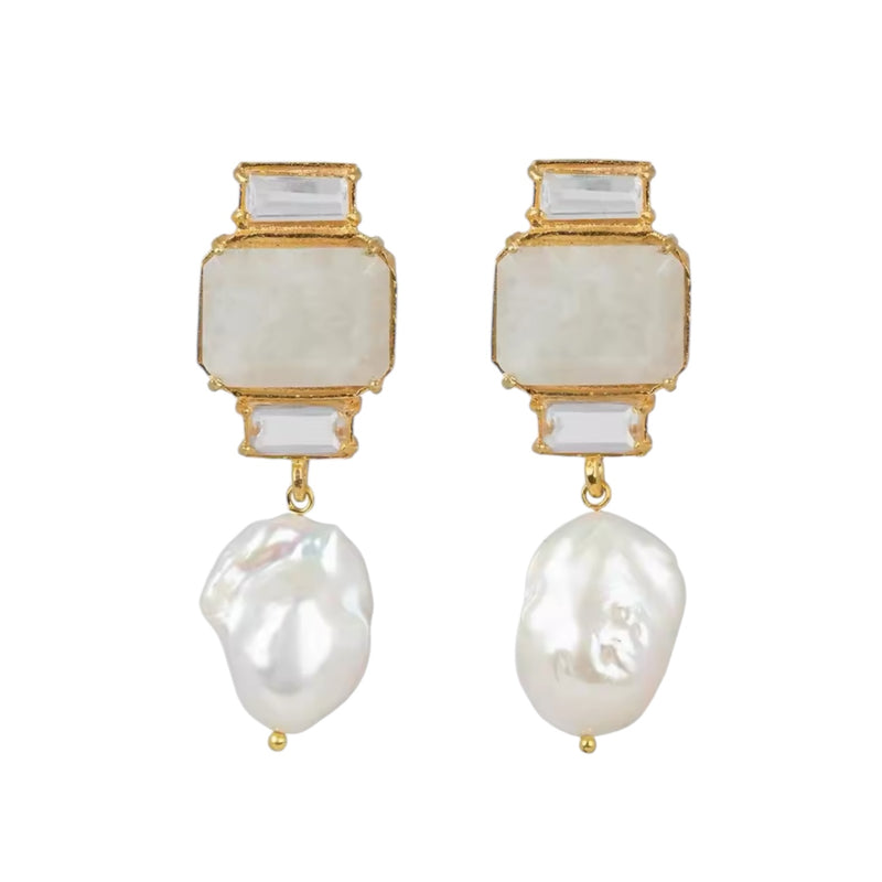 Morgan Crystal + Pearl Statement Earrings