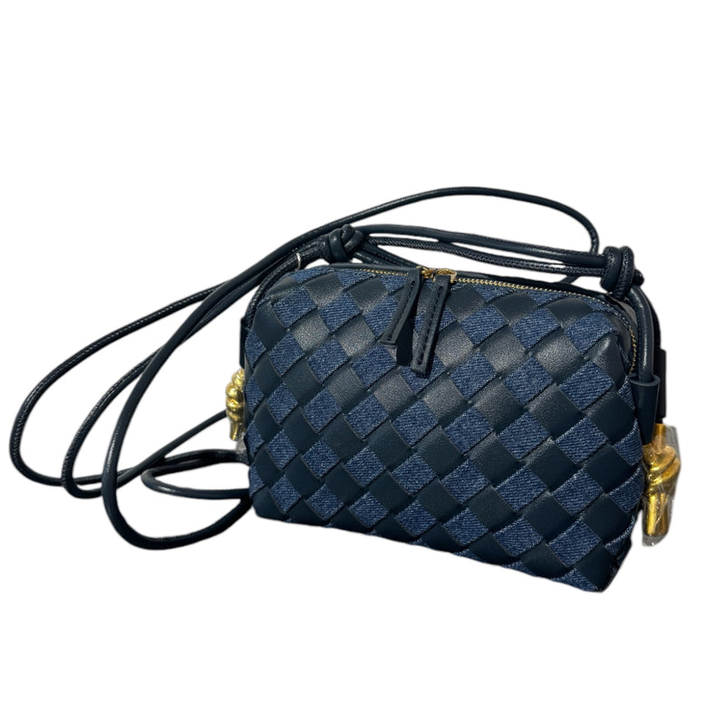 BV Leather Weaved Crossbody Bag, Navy / Dark Denim