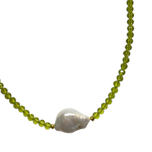 000 (Short) Lime Green Baroque Pearl Necklace