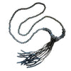0008 Statement Tassel Necklace, Washed Denim
