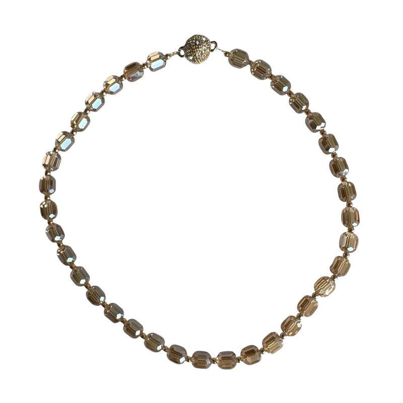 0001 (Short) Swarovski Faceted Rondelle Beaded Chocker, Champagne