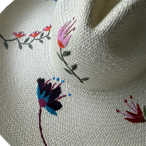 PANAMA, 13cm Embroided Floral *RE-STOCK COMING EARLY AUGUST*