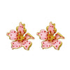 Ra-Ra Pink + Red Flower Stud Earrings