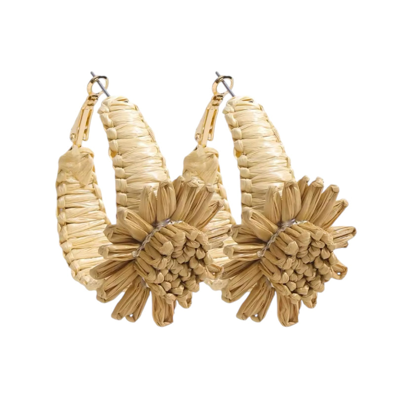 #2 Raffy Tan Raffia Hoop Statement Earrings *END-NOV*