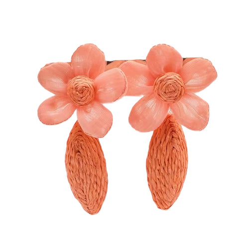 #4 Raffy Orange Flower Statement Raffia Earrings *END-NOV*