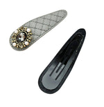 Quinlan Quilted Grey Hair Clip Set