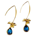 Nala Gold Drop Earrings with Blue Stone