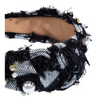 Double Take Denim Embellished Headband, Black