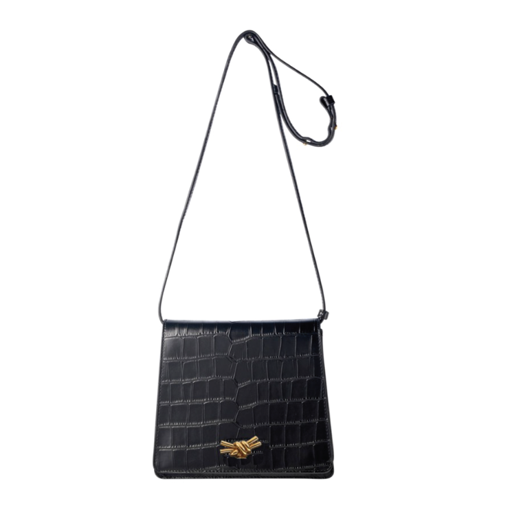 Mione Knot - Embossed Croc Black